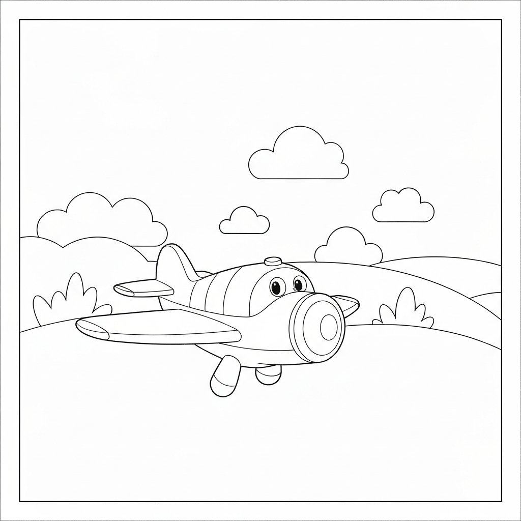 pagina da colorare carina abc mouse pocoyo aereo