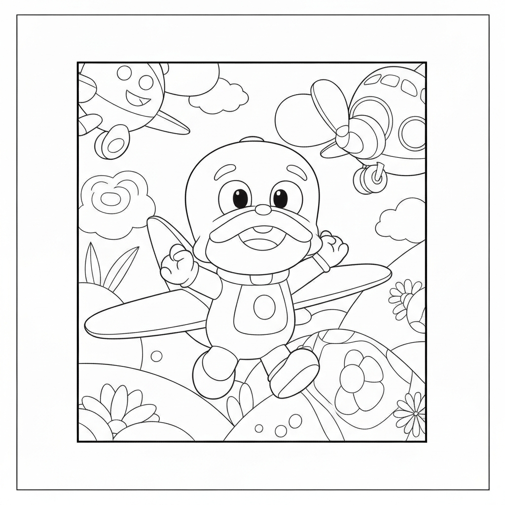 pagina da colorare dettagliata abc mouse pocoyo aereo