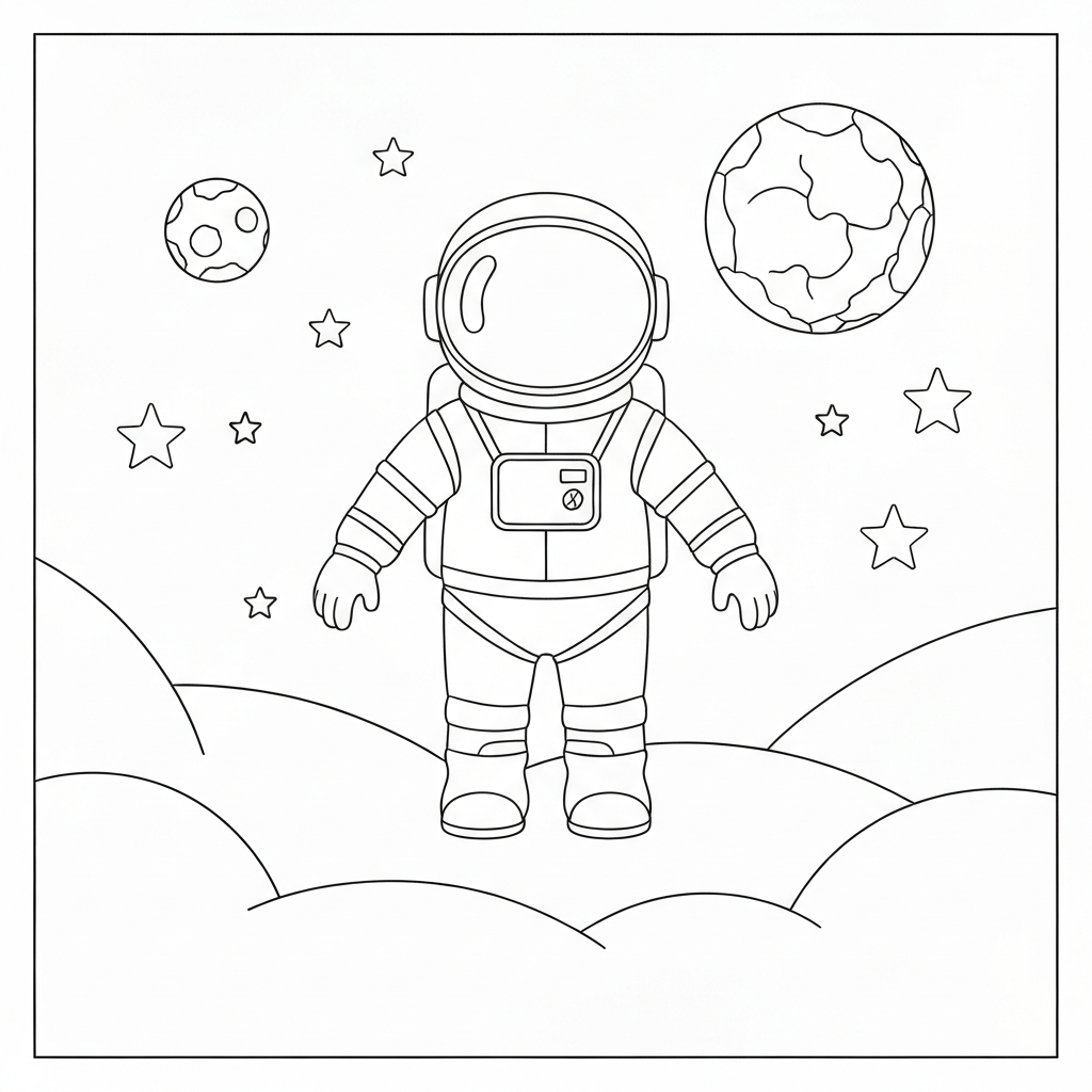 pagina da colorare astratta astronauta