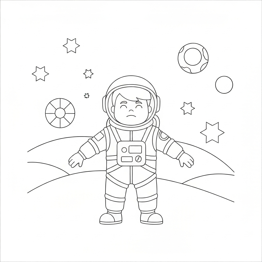 pagina da colorare cartone animato astronauta