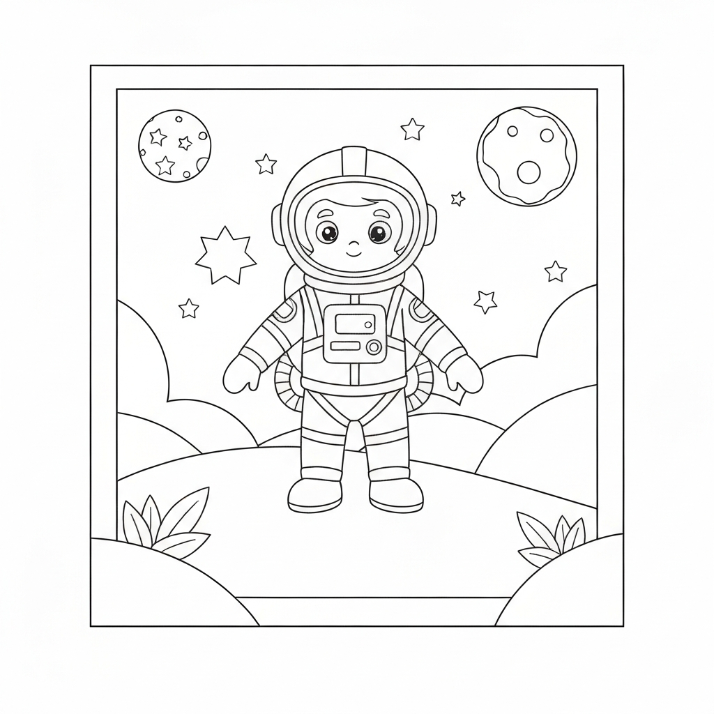 pagina da colorare carina astronauta