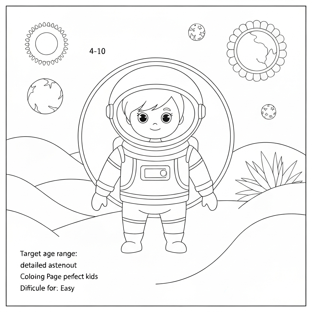 pagina da colorare dettagliata astronauta