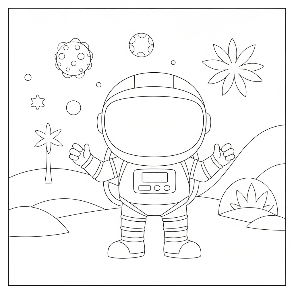 pagina da colorare facile astronauta