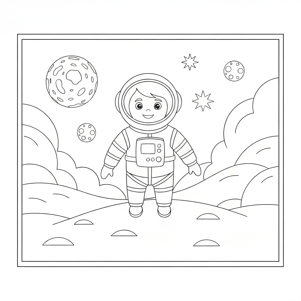 pagina da colorare educativa astronauta