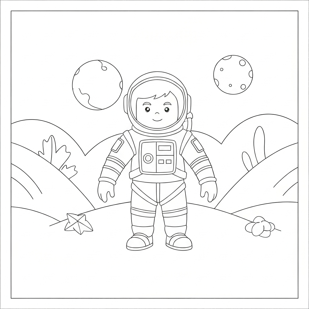 pagina da colorare ritratto astronauta