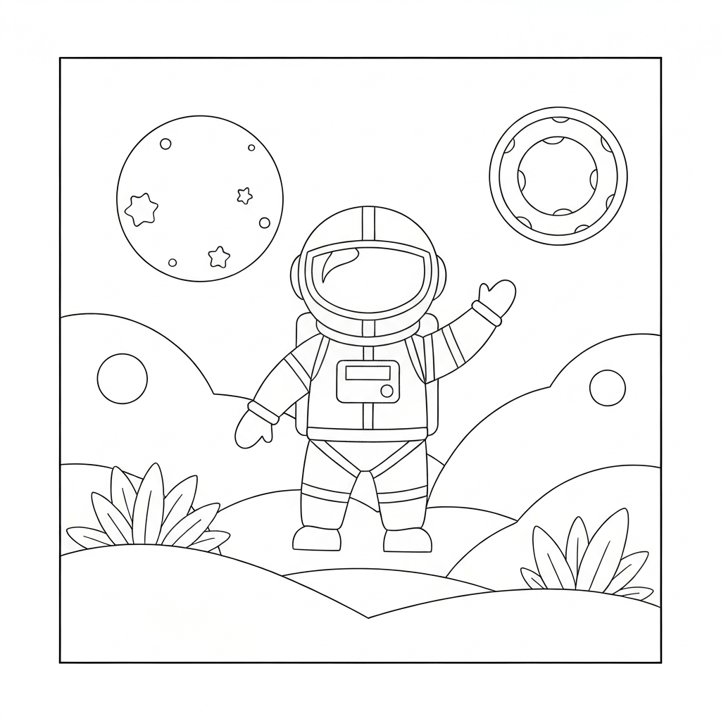 pagina da colorare semplice astronauta