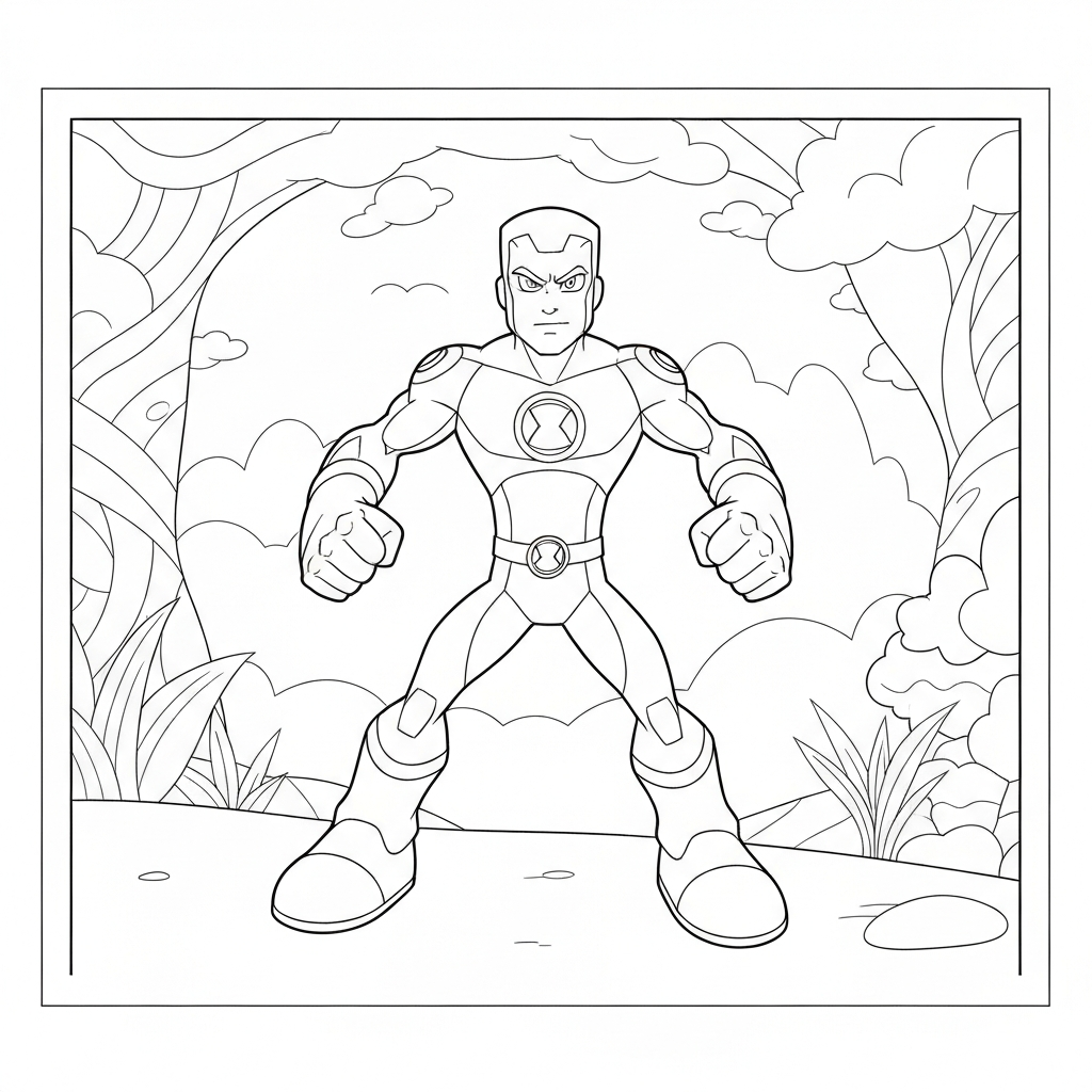 página para colorir detalhada do ben 10