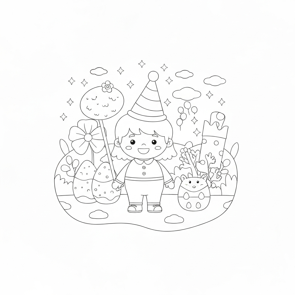 birthday card cute coloring page