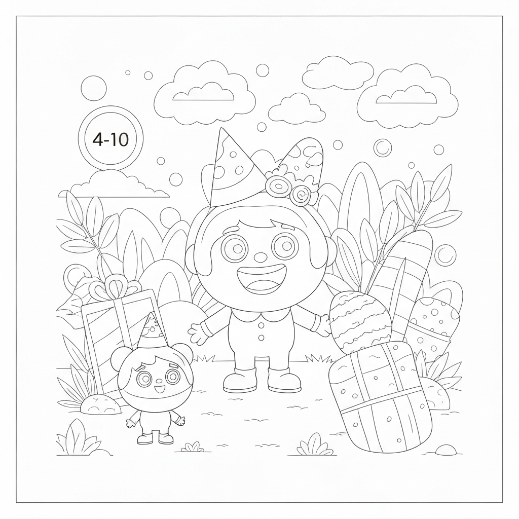 birthday card simple coloring page