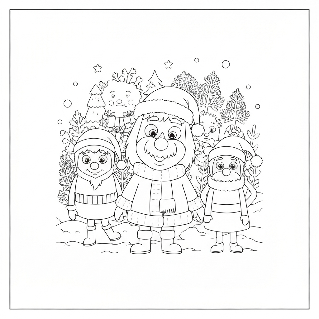 bluey christmas detaylı boyama sayfası