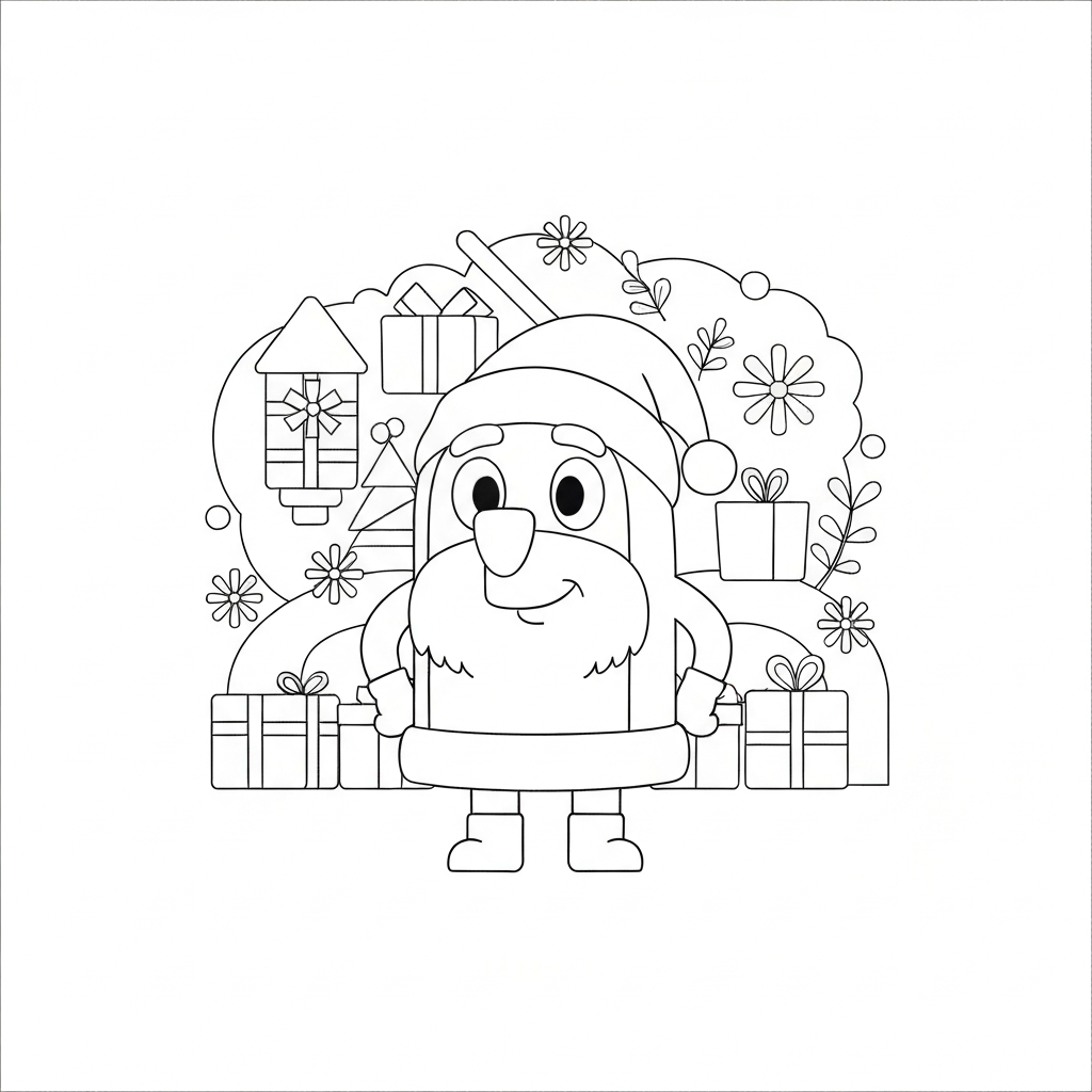 bluey christmas eğitici boyama sayfası