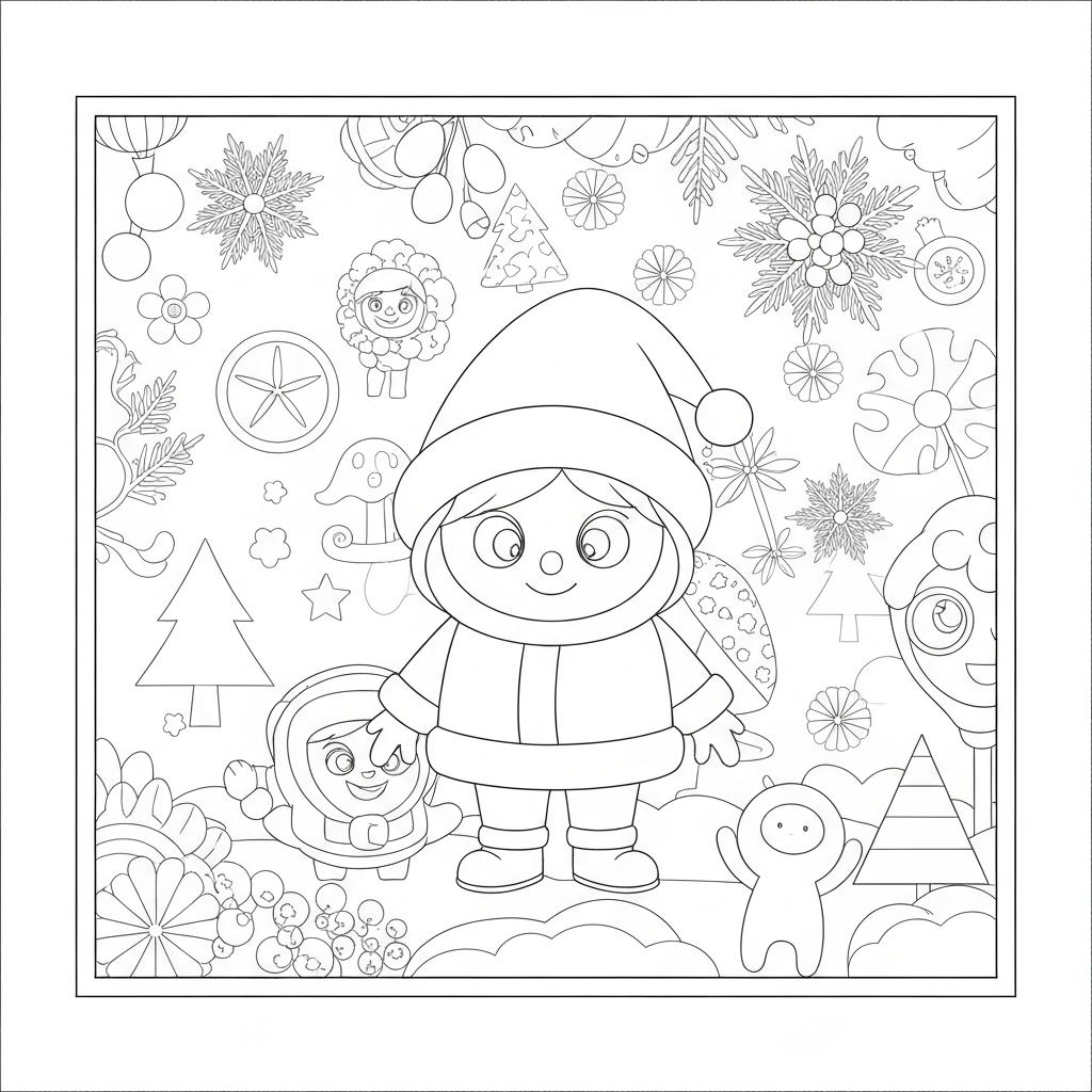 bluey christmas çiçekler boyama sayfası