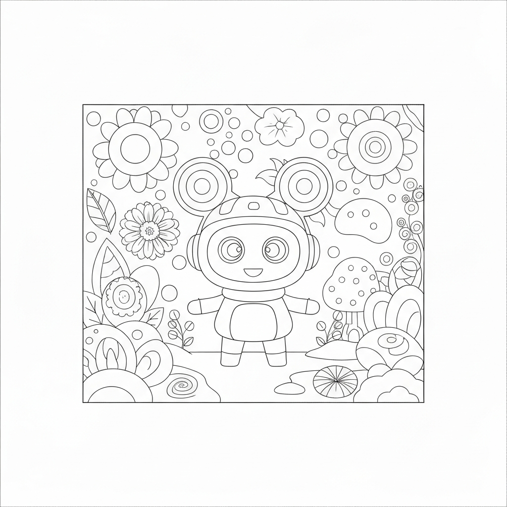 boba flowers coloring page