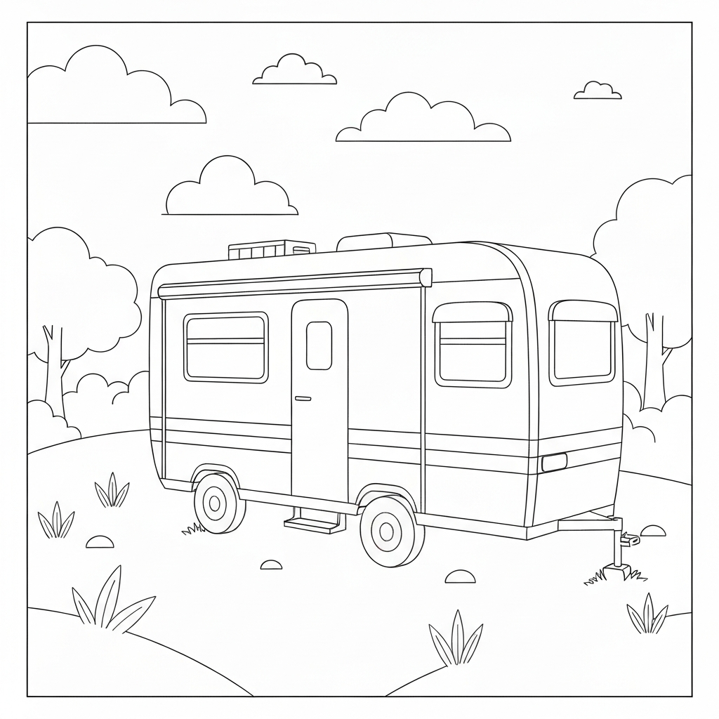 camper abstract coloring page