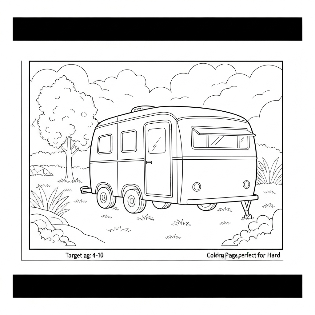 camper action coloring page