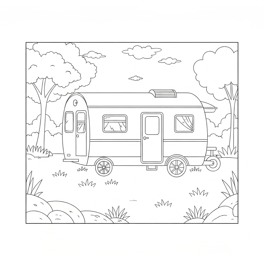 camper cartoon coloring page