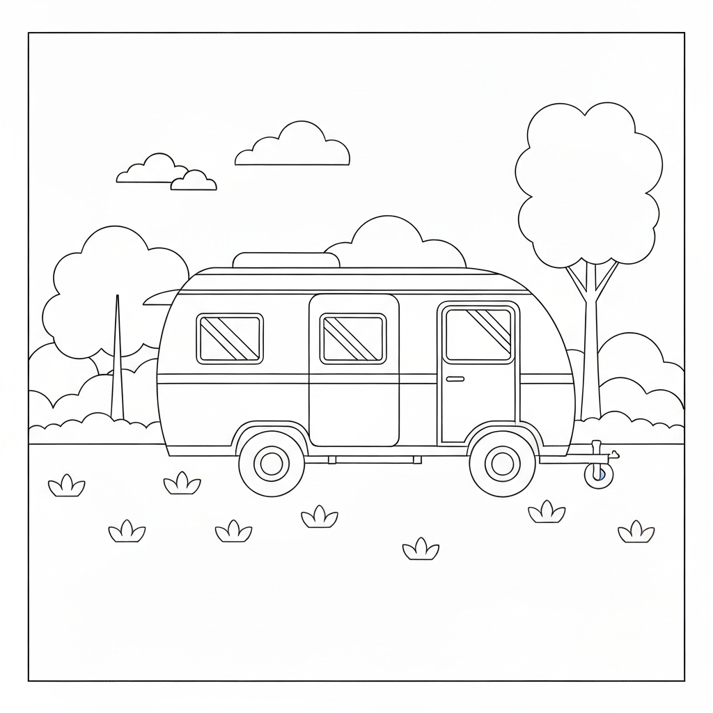 camper decorative coloring page