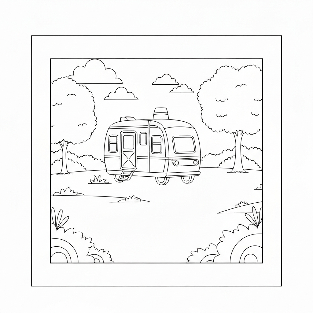 camper easy coloring page