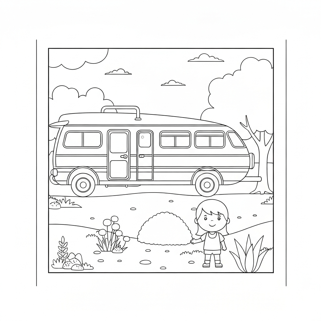 camper family coloring page