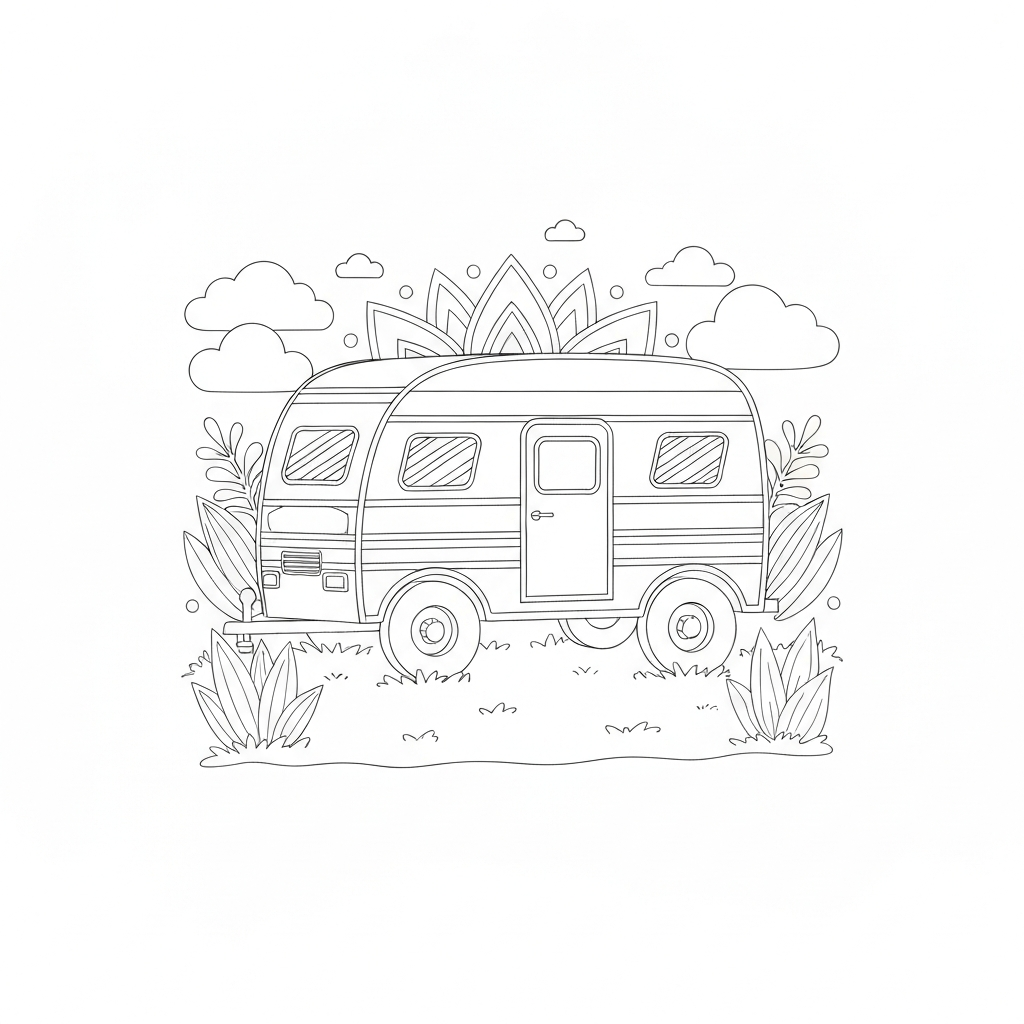 camper mandala coloring page