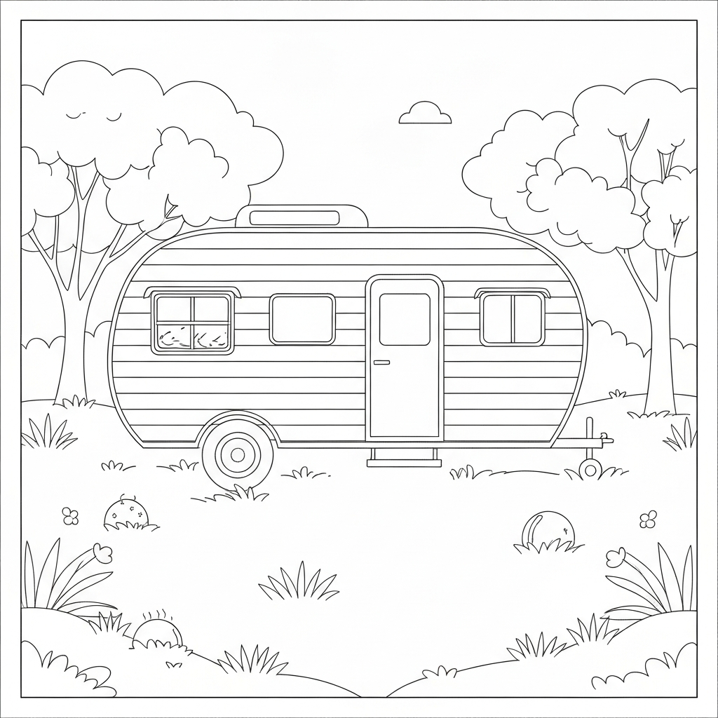 camper portrait coloring page