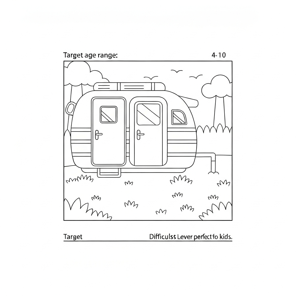 camper simple coloring page