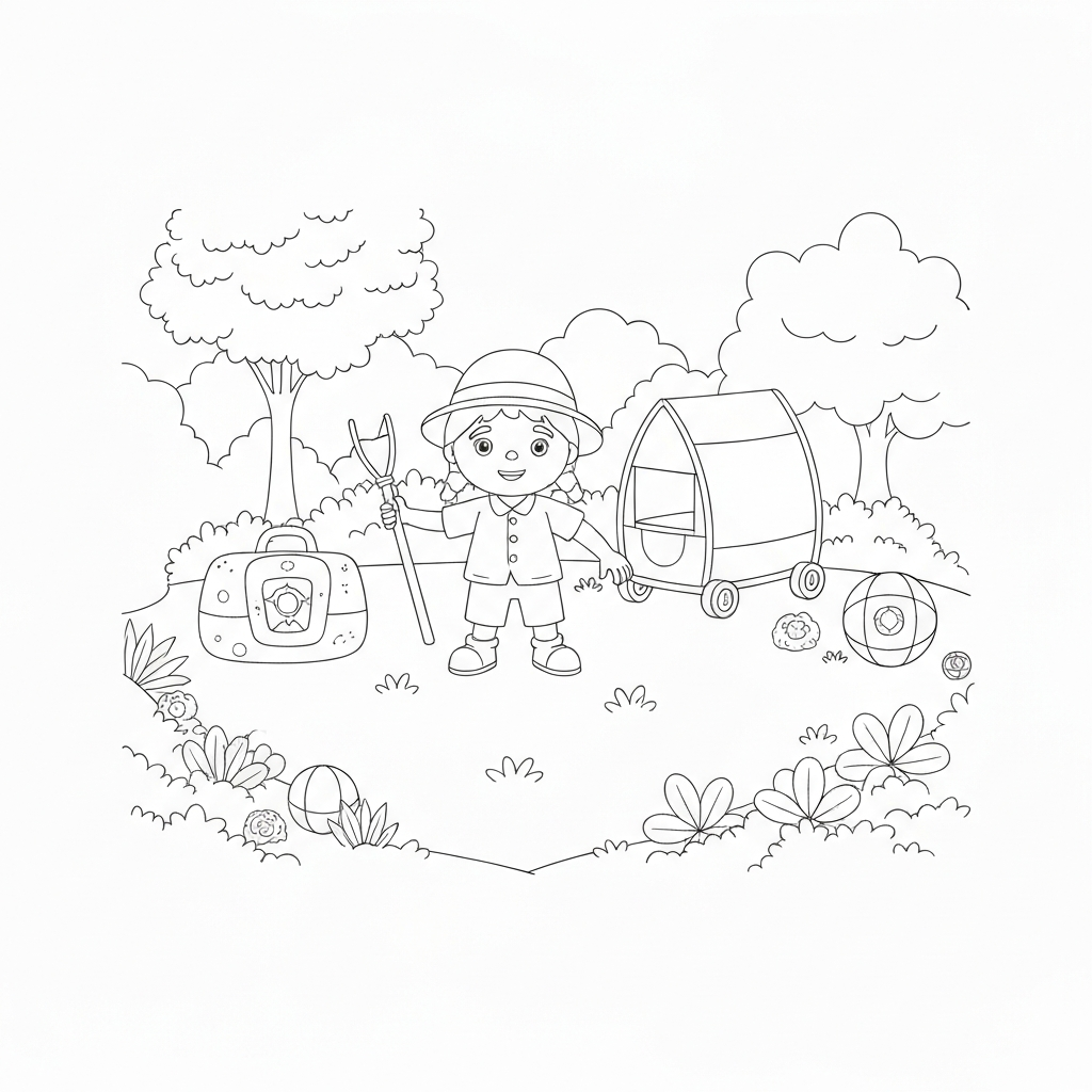 disegni da colorare camping decorativa pagina da colorare