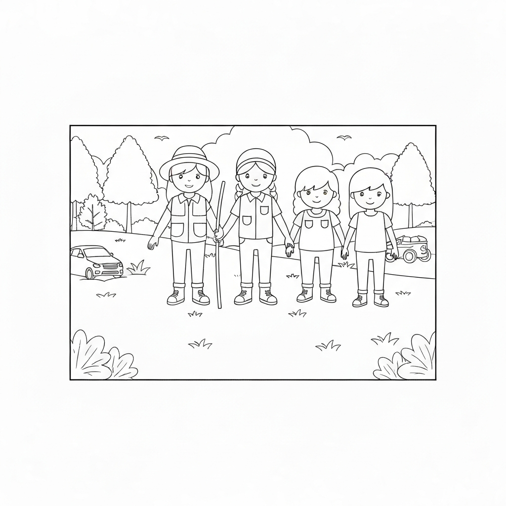 disegni da colorare camping famiglia pagina da colorare