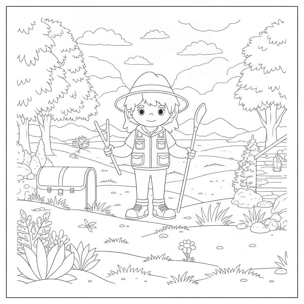 disegni da colorare camping ritratto pagina da colorare