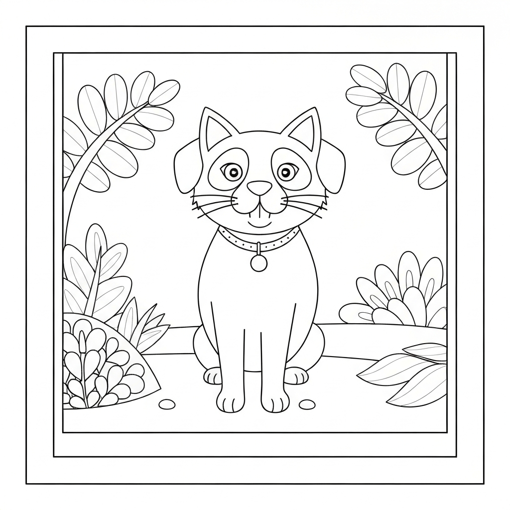 disegni da colorare gatto e cane astratto