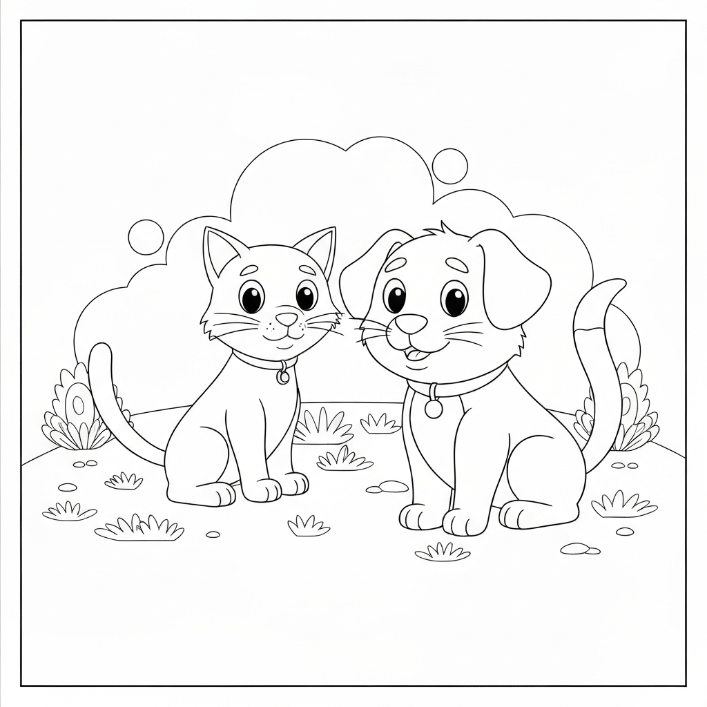 disegni da colorare gatto e cane cartone animato