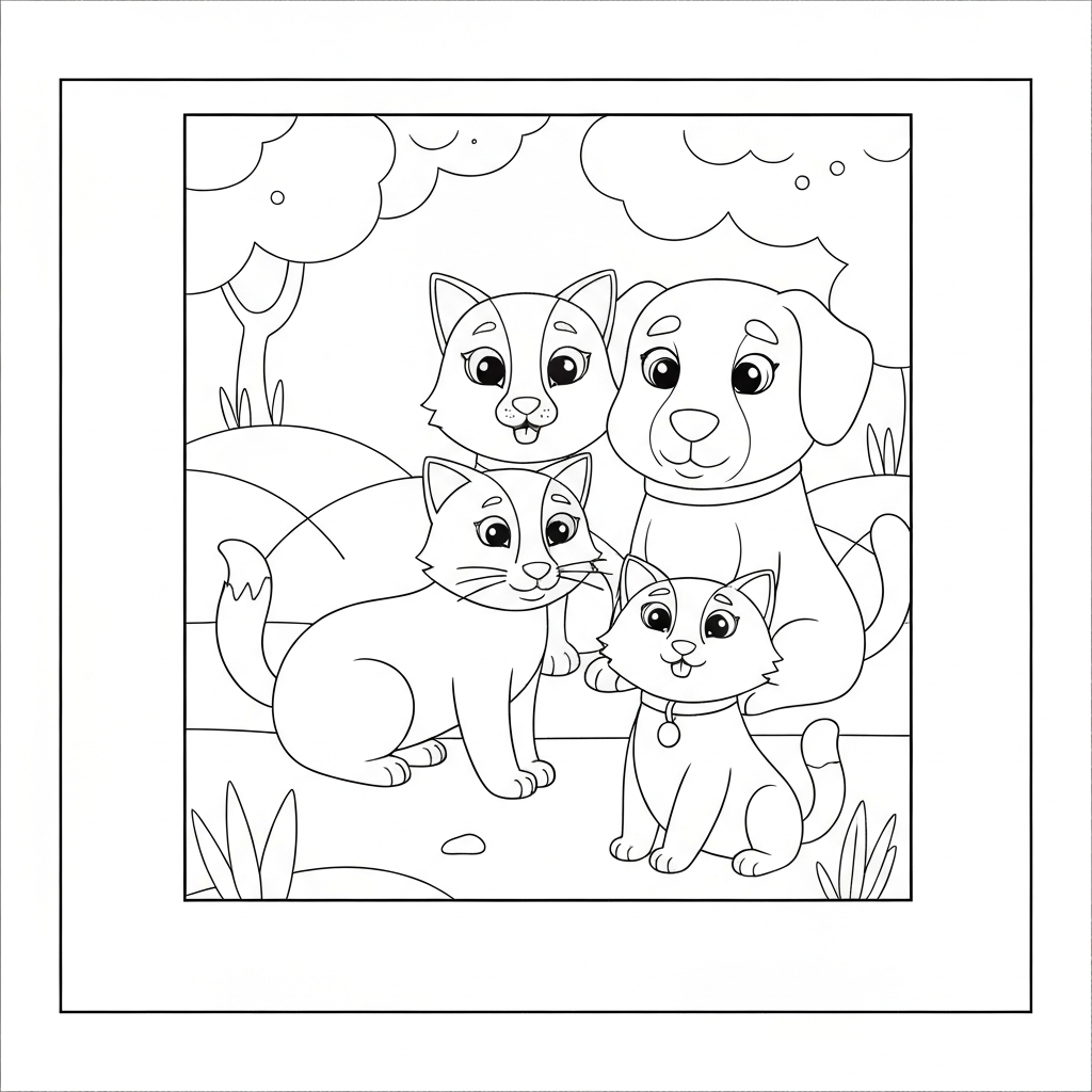 disegni da colorare gatto e cane carino