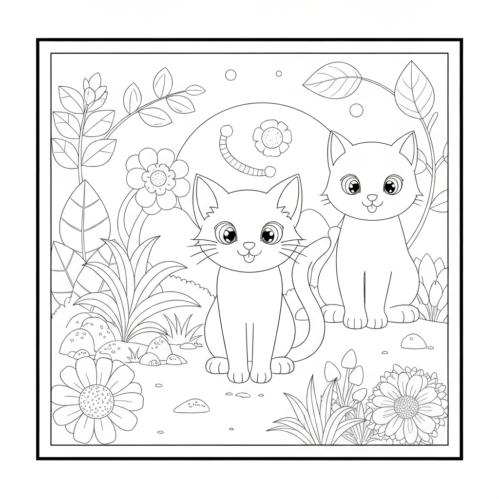 disegni da colorare gatto e cane fiori