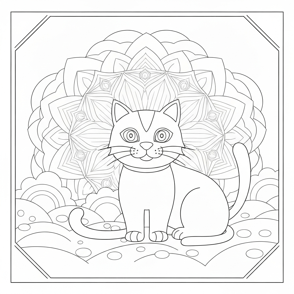 disegni da colorare gatto e cane mandala