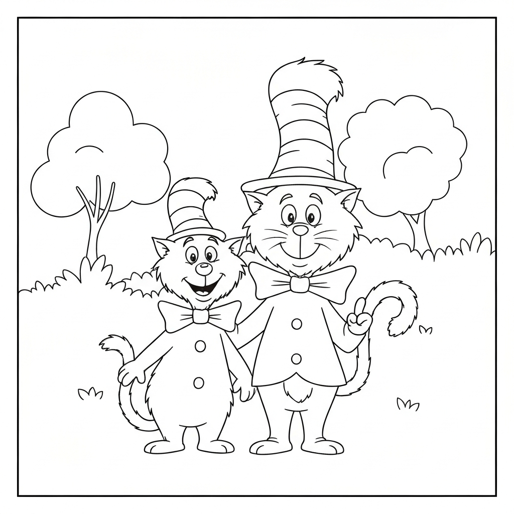 cat in the hat educational coloring page