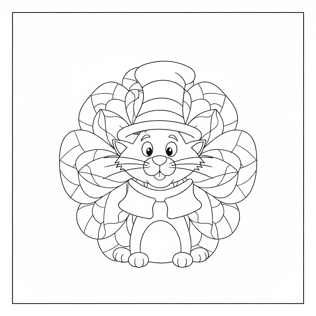 cat in the hat mandala coloring page