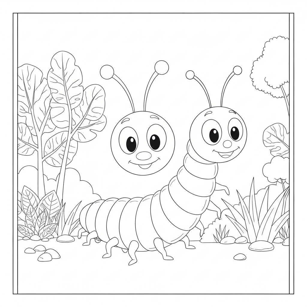 pagina da colorare bruco cartone animato