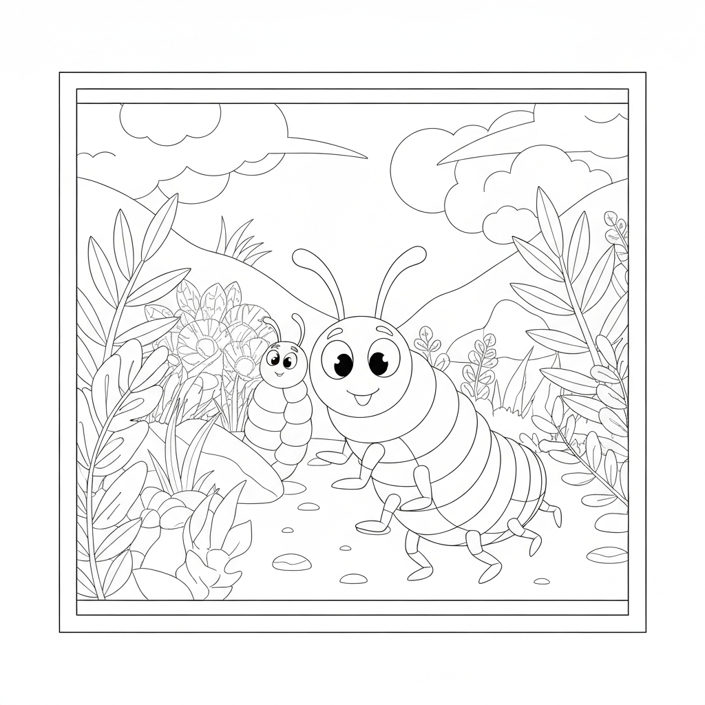 pagina da colorare bruco educativo