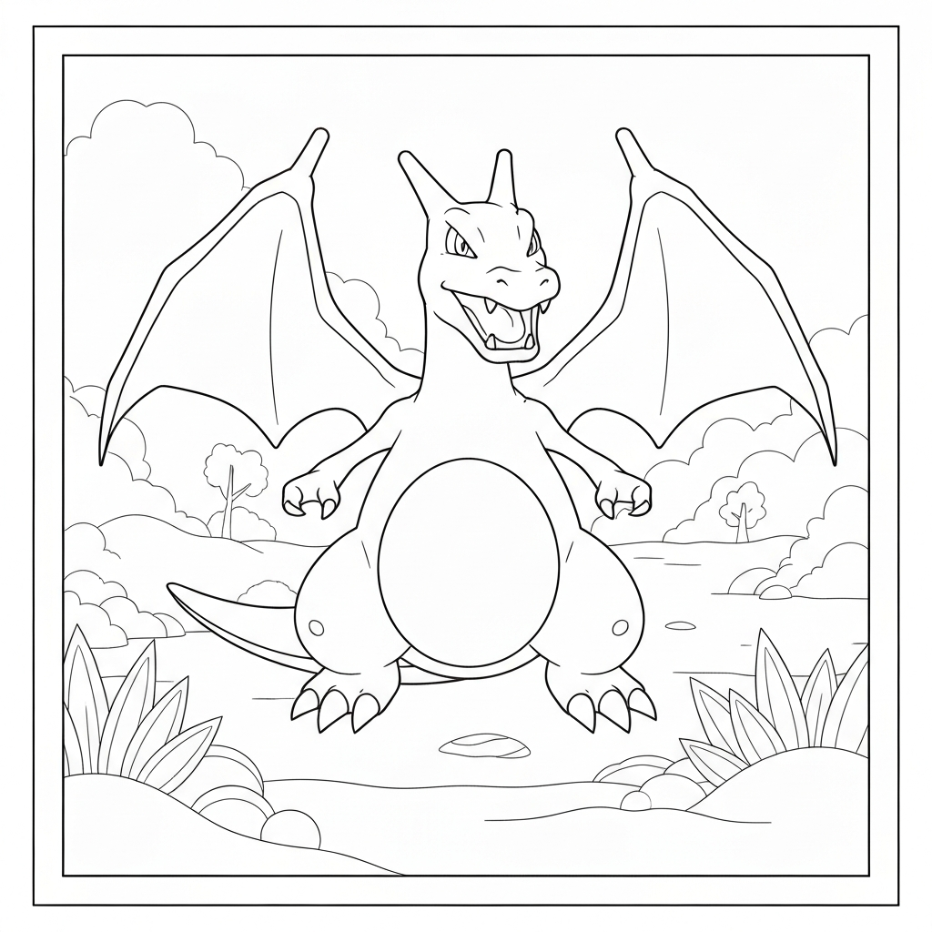 charizard pokemon soyut boyama sayfası