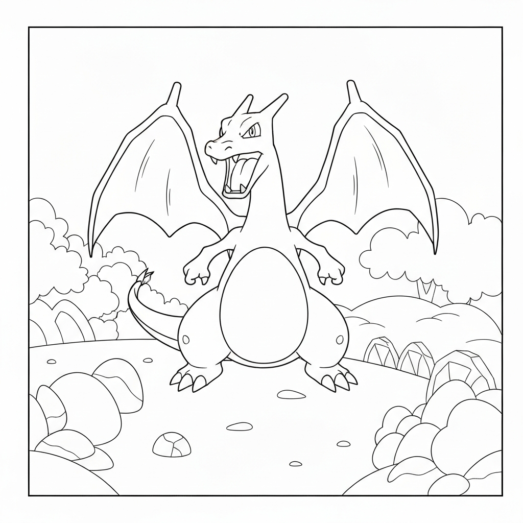 charizard pokemon çizgi film boyama sayfası