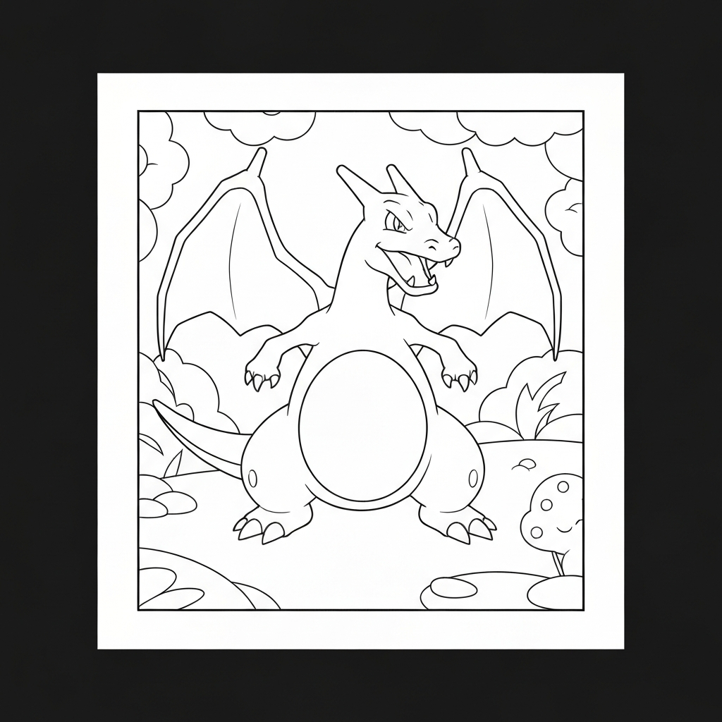 charizard pokemon sevimli boyama sayfası