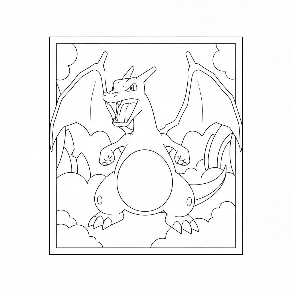 charizard pokemon dekoratif boyama sayfası