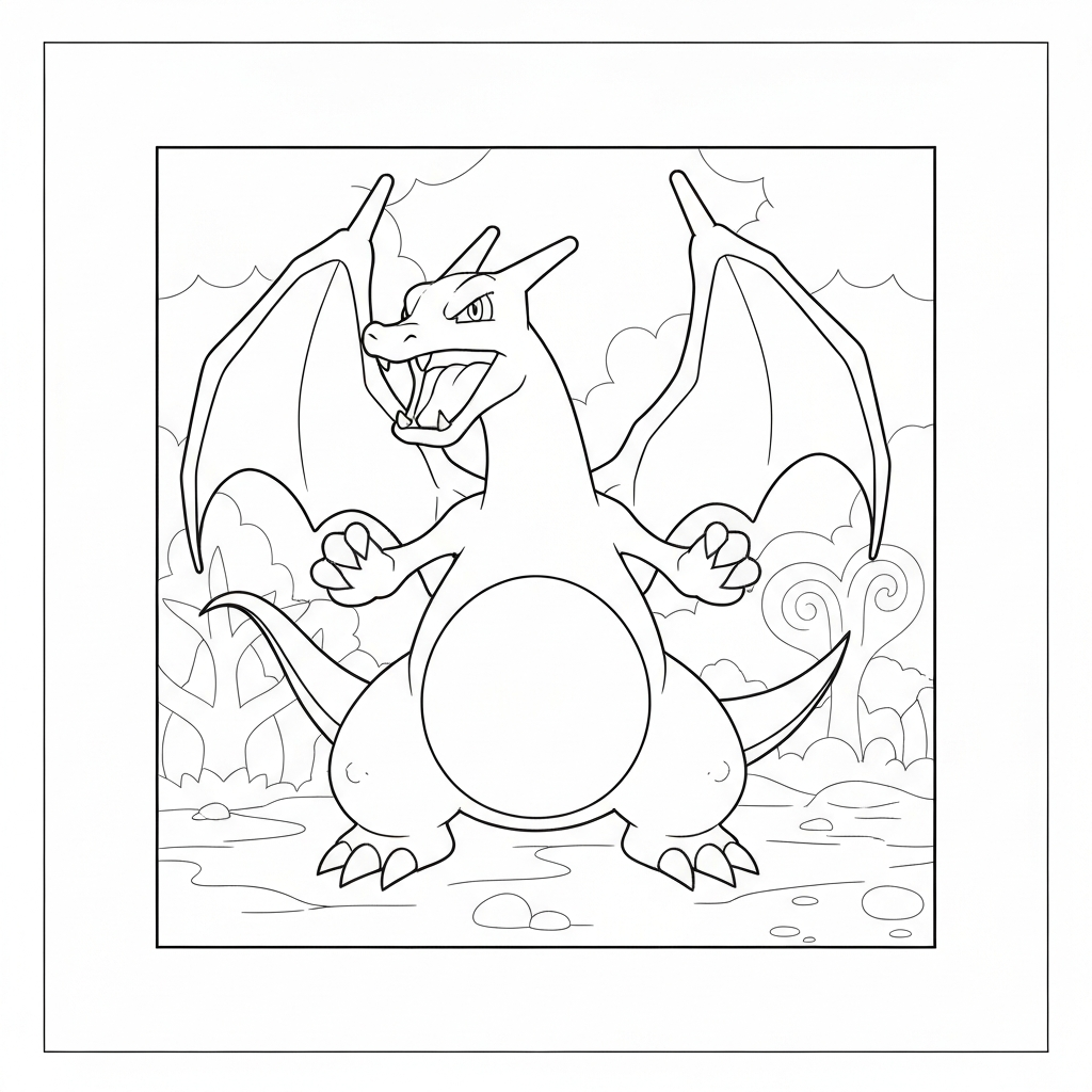 charizard pokemon detaylı boyama sayfası