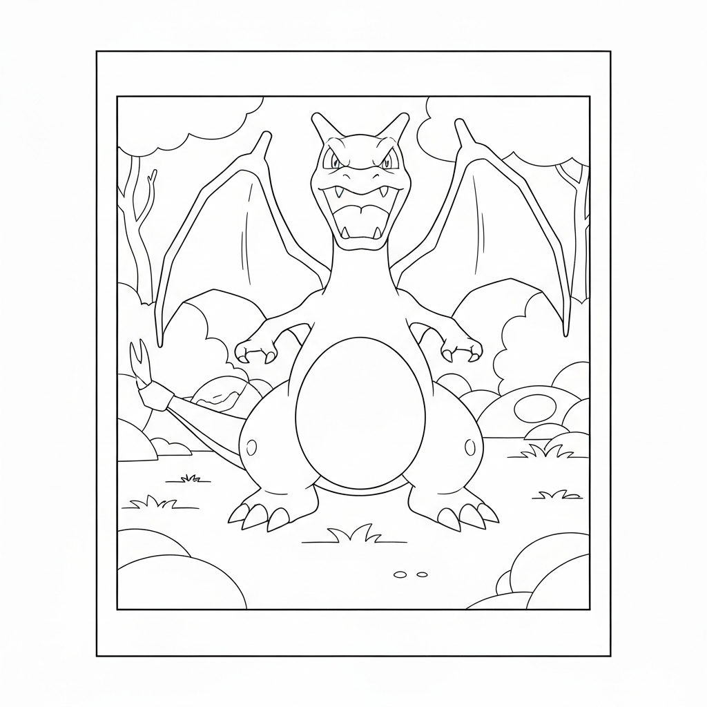charizard pokemon kolay boyama sayfası