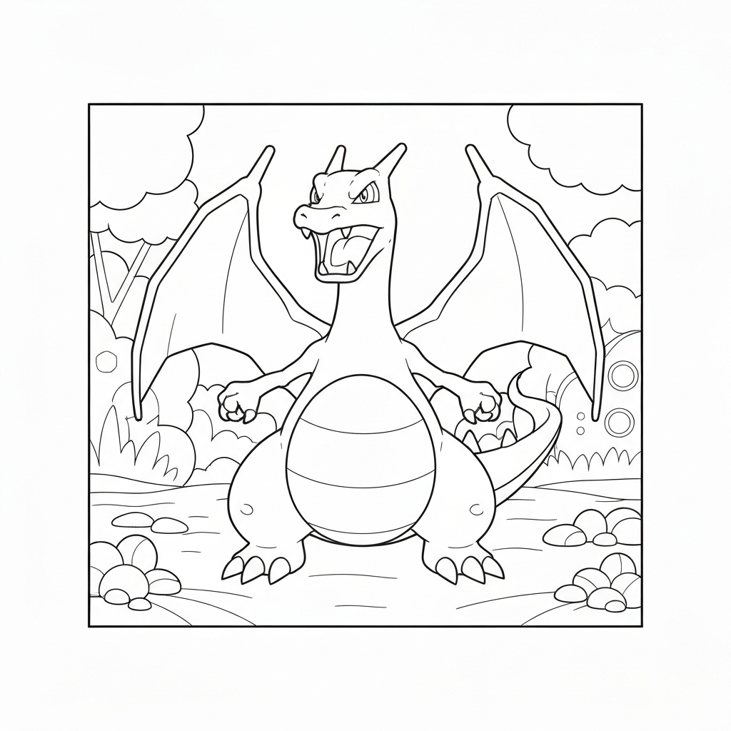 charizard pokemon aile boyama sayfası