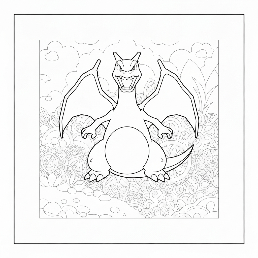 charizard pokemon mandala boyama sayfası
