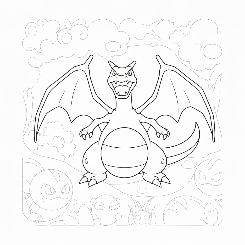 charizard pokemon desen boyama sayfası