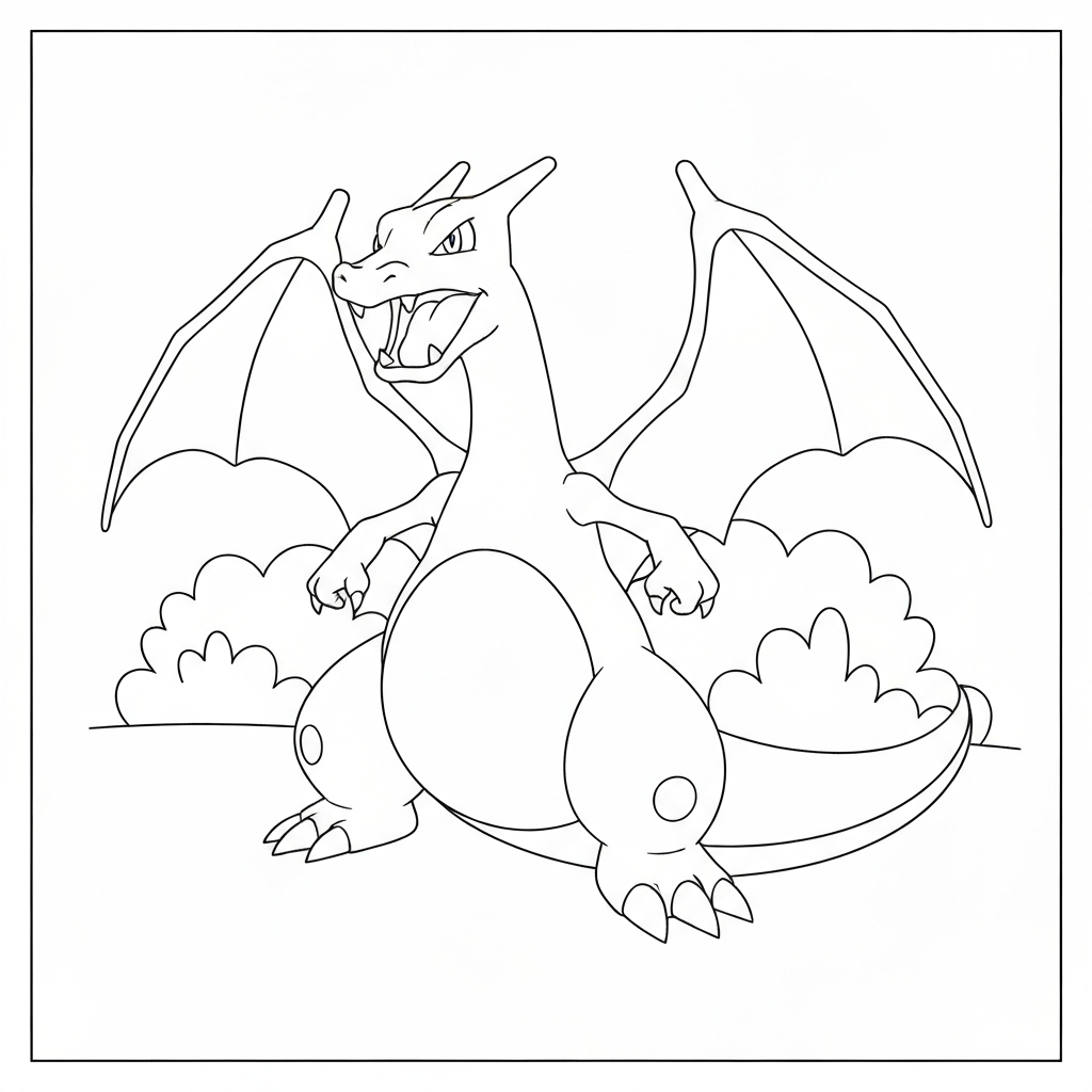 charizard pokemon portre boyama sayfası