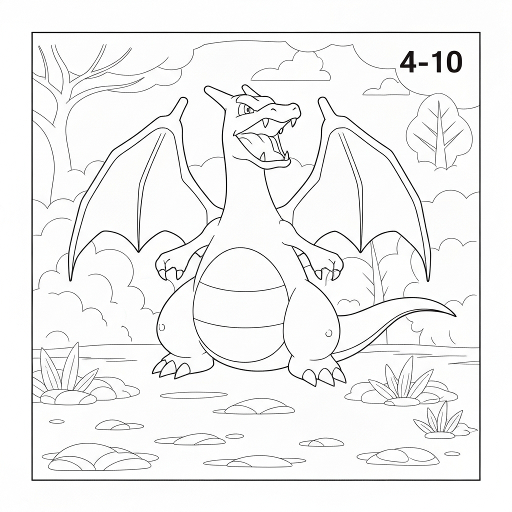 charizard pokemon basit boyama sayfası