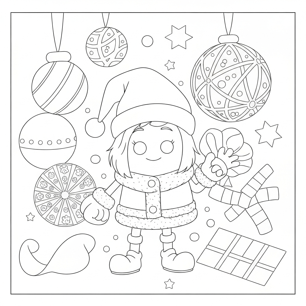 christmas ornament action coloring page